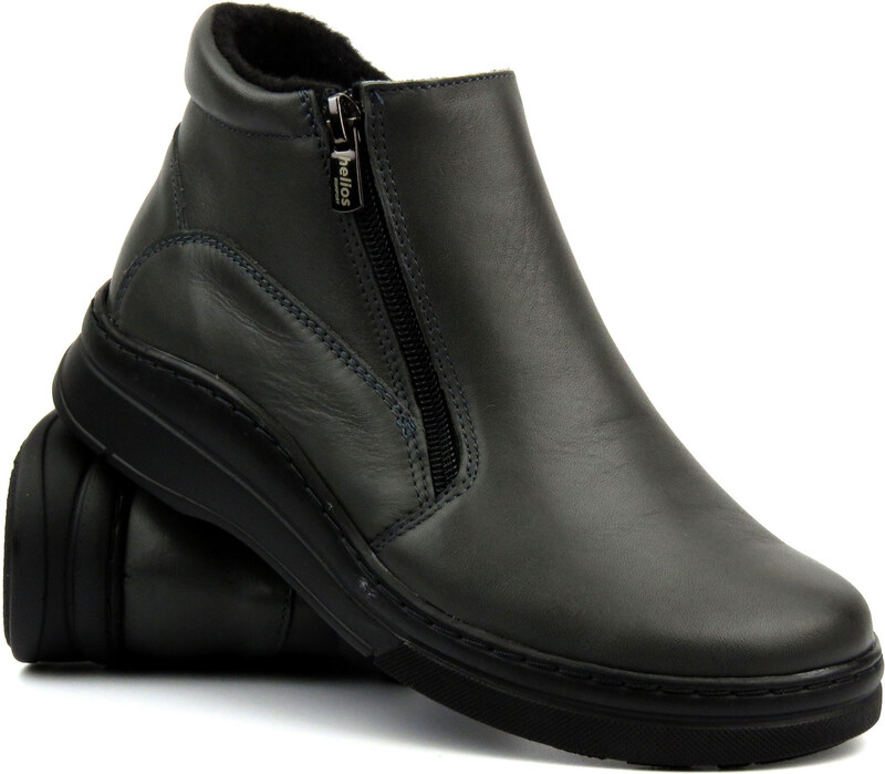 Dámské kotníkové boty se dvěma zipy - HELIOS Komfort 595, šedé