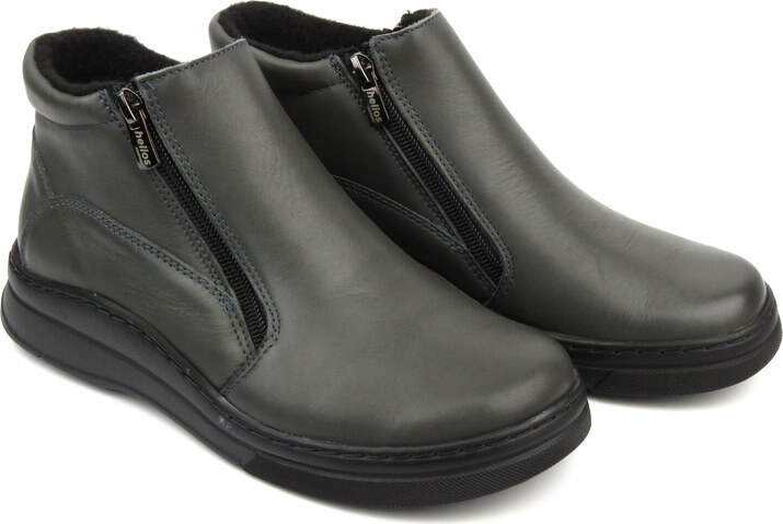 Dámské kotníkové boty se dvěma zipy - HELIOS Komfort 595, šedé