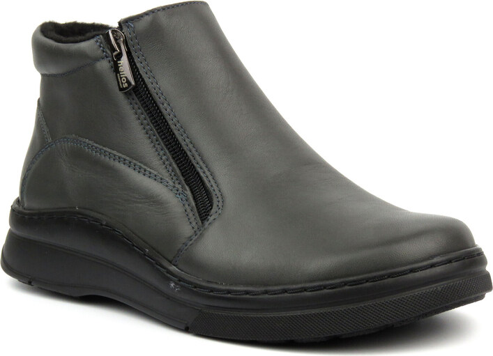 Dámské kotníkové boty se dvěma zipy - HELIOS Komfort 595, šedé