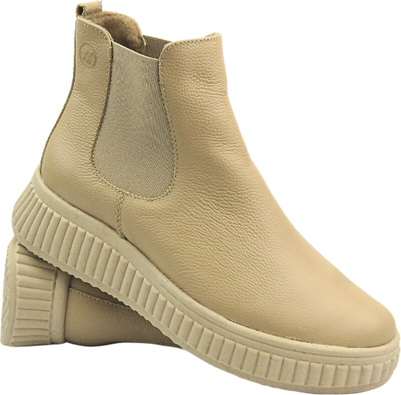 Helios Komfort Pohodlné dámské kožené pantofle - HELIOS Comfort 510P, světle béžová barva