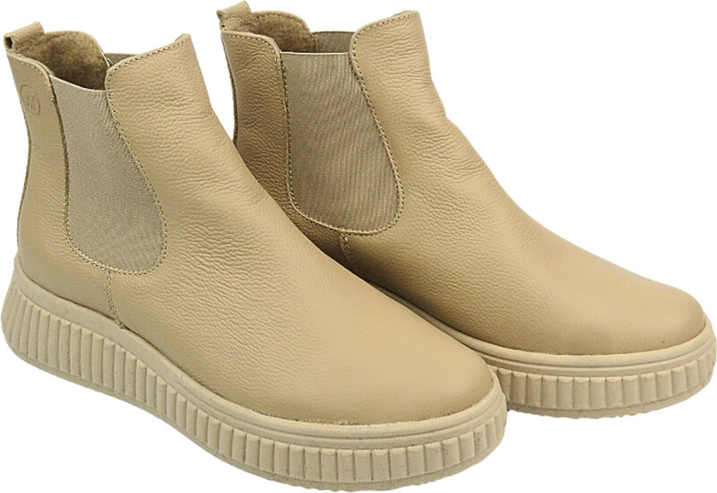 Helios Komfort Pohodlné dámské kožené pantofle - HELIOS Comfort 510P, světle béžová barva