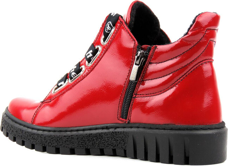 Dámské kotníkové boty z lakované kůže - HELIOS Komfort 513, červená