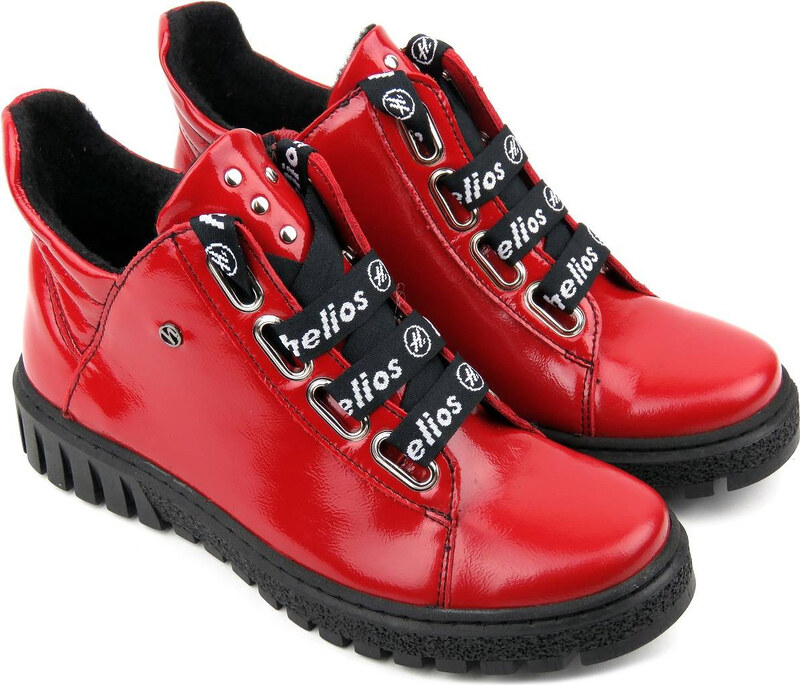 Dámské kotníkové boty z lakované kůže - HELIOS Komfort 513, červená