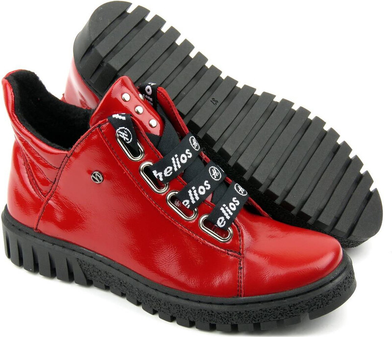 Dámské kotníkové boty z lakované kůže - HELIOS Komfort 513, červená