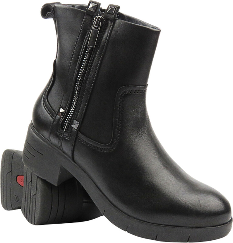 Marco Tozzi Semišové dámské kotníkové boty na vysokém podpatku - MACIEJKA 05720-01, černé