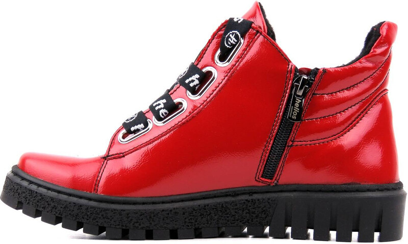 Dámské kotníkové boty z lakované kůže - HELIOS Komfort 513, červená