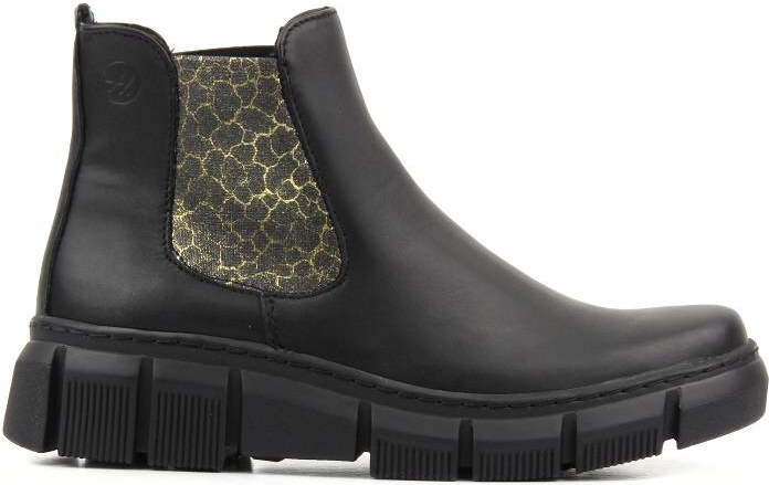 Dámské kožené Chelsea boty s leopardím potiskem - HELIOS Komfort 510S, černé