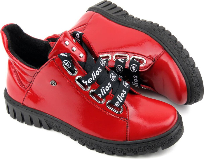 Dámské kotníkové boty z lakované kůže - HELIOS Komfort 513, červená