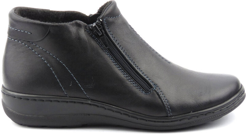 Lehké a pohodlné dámské kotníkové boty z přírodní kůže - HELIOS KOMFORT 642, černá