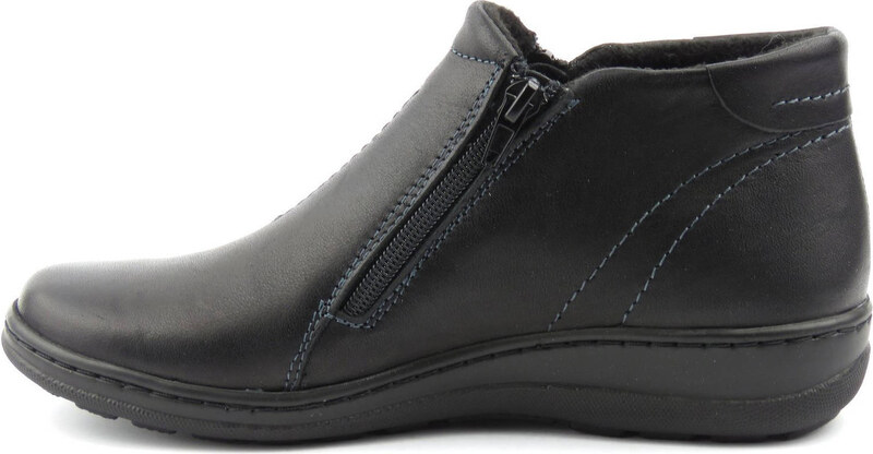 Lehké a pohodlné dámské kotníkové boty z přírodní kůže - HELIOS KOMFORT 642, černá