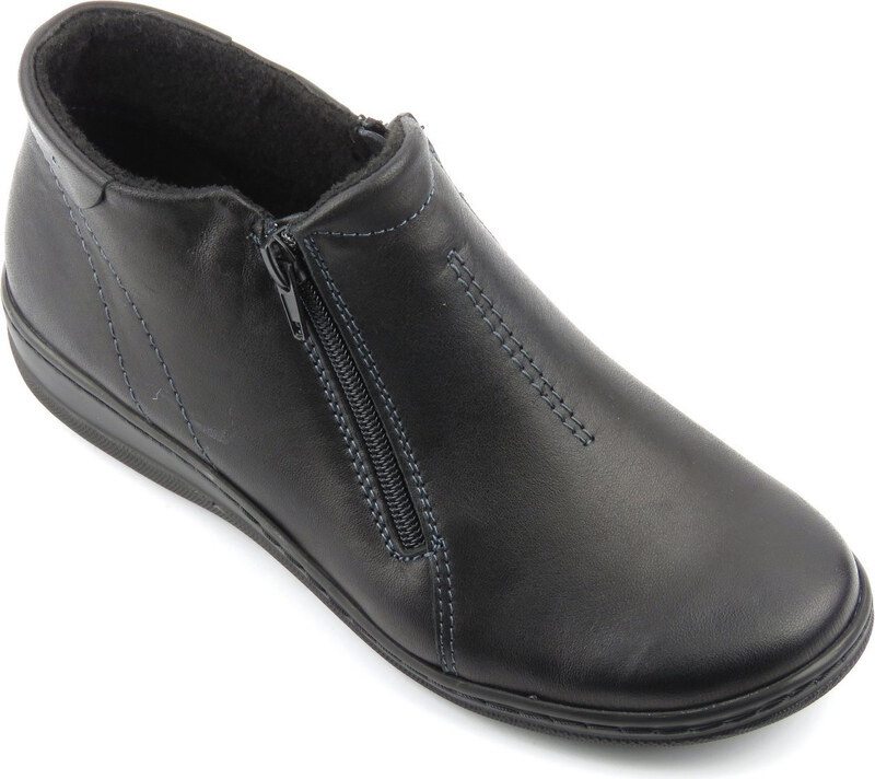 Lehké a pohodlné dámské kotníkové boty z přírodní kůže - HELIOS KOMFORT 642, černá