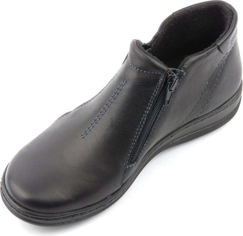 Lehké a pohodlné dámské kotníkové boty z přírodní kůže - HELIOS KOMFORT 642, černá