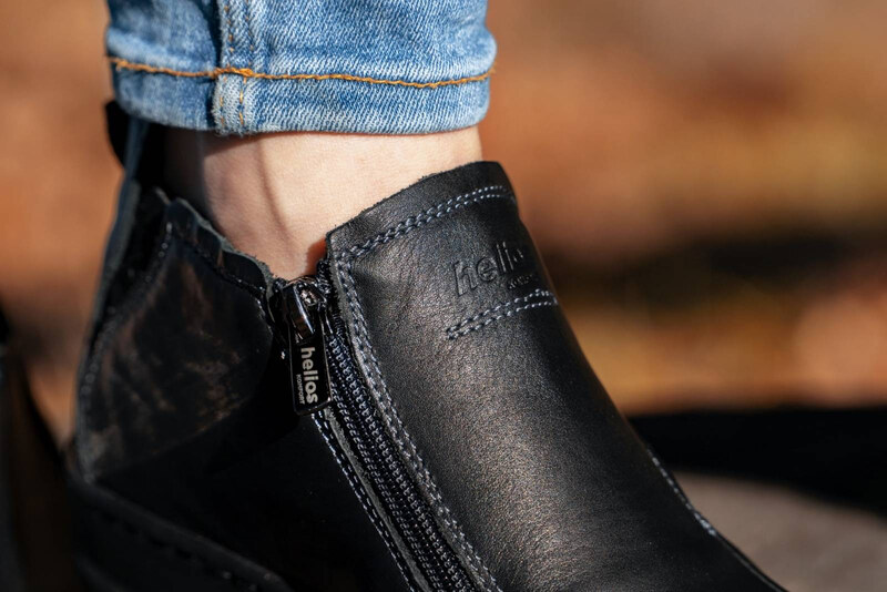 Lehké a pohodlné dámské kotníkové boty z přírodní kůže - HELIOS KOMFORT 642, černá