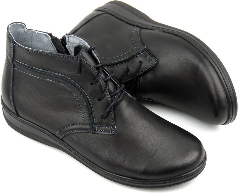 Lehké, pohodlné dámské kotníkové boty vyrobené v Polsku - HELIOS Komfort 612-2, černé