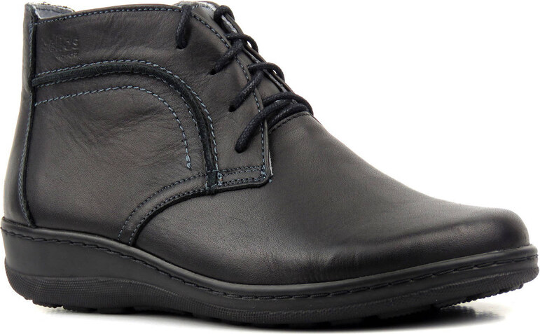 Lehké, pohodlné dámské kotníkové boty vyrobené v Polsku - HELIOS Komfort 612-2, černé