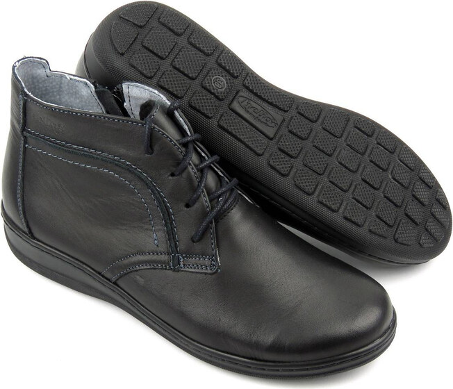 Lehké, pohodlné dámské kotníkové boty vyrobené v Polsku - HELIOS Komfort 612-2, černé