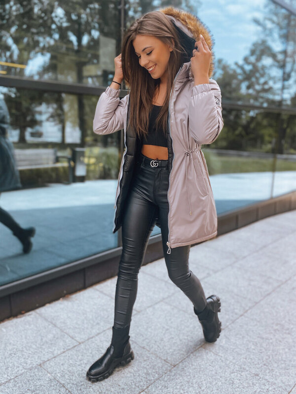 BASIC Béžovo-čierna obojstranná zimná bunda SANAH TY2887