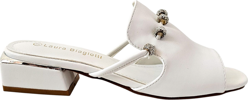 Biele elegantné šľapky Laura Biagiotti Calf White