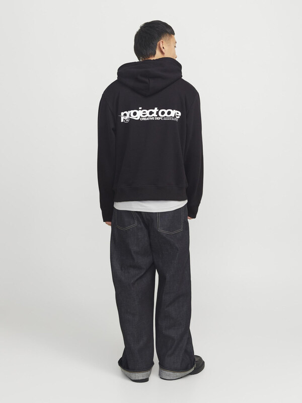 JACK & JONES Mikina 'JCOUnion' čierna / biela