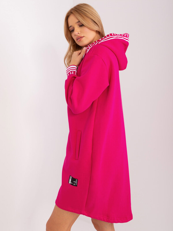 RELEVANCE Tmavoružová dlhá mikina na zips -RV-BL-9225.96P-fuchsia