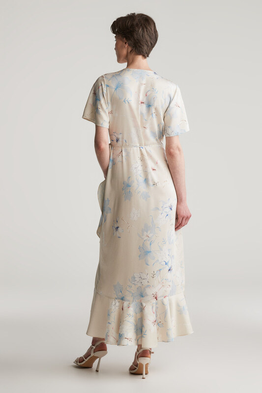 ŠATY GANT FLORAL PRINT WRAP SS FRILL DRESS PUTTY