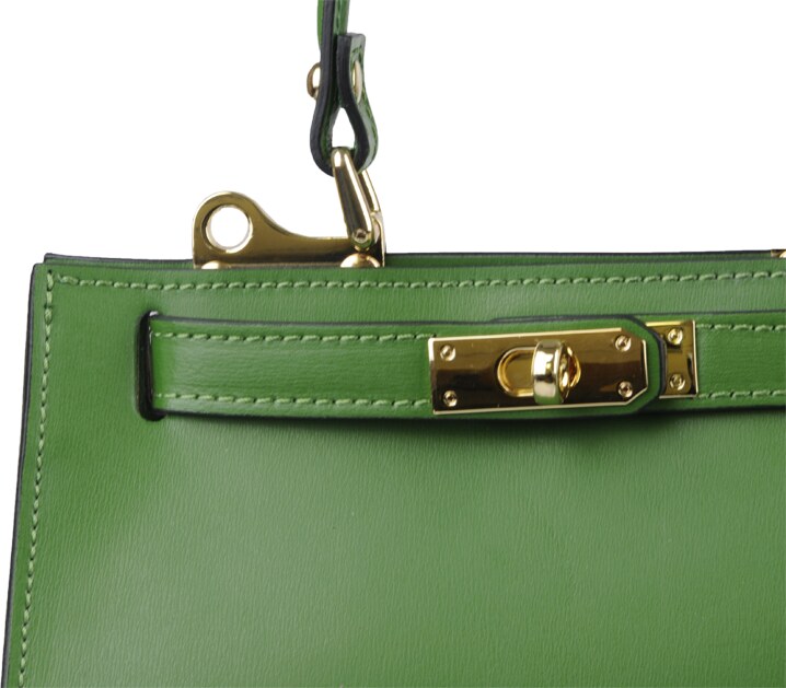Zelená kožená talianska kabelka Anita Verde s prídavným pruhom III NovaKabelka.sk