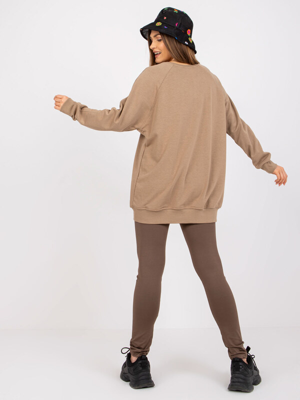 BASIC Béžová dámska oversize mikina bez kapucne EM-BL-U623.63P-beige