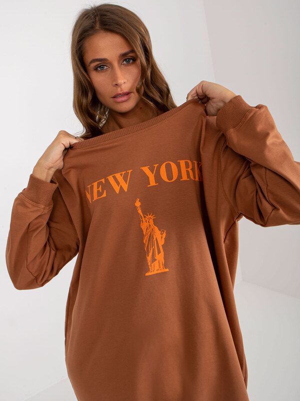 VITON Svetlohnedé mikinové šaty New York -VI-BL-3212.15X-light brown