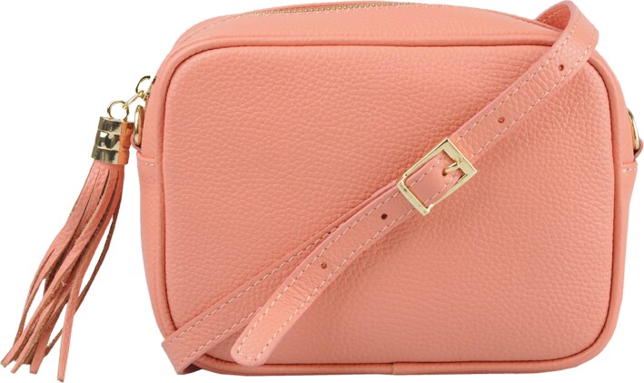 Ružová kožená talianska crossbody kabelka Bala Salmone s prídavným pruhom IV NovaKabelka.sk