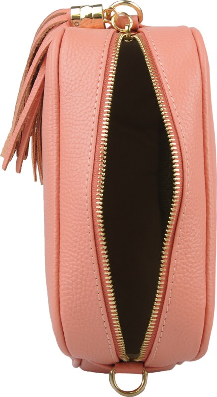 Ružová kožená talianska crossbody kabelka Bala Salmone s prídavným pruhom IV NovaKabelka.sk