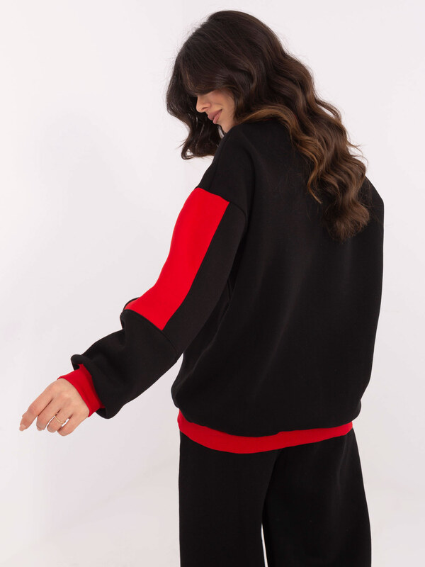 BASIC Čierna dámska zateplená mikina s okrúhlym výstrihom EM-BL-983.10X-black