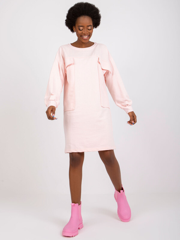 BASIC Svetloružové šaty s vreckami Carrara -EM-SK-717.33X-light pink