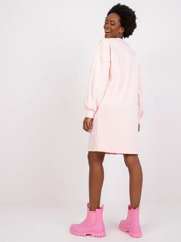 BASIC Svetloružové šaty s vreckami Carrara -EM-SK-717.33X-light pink