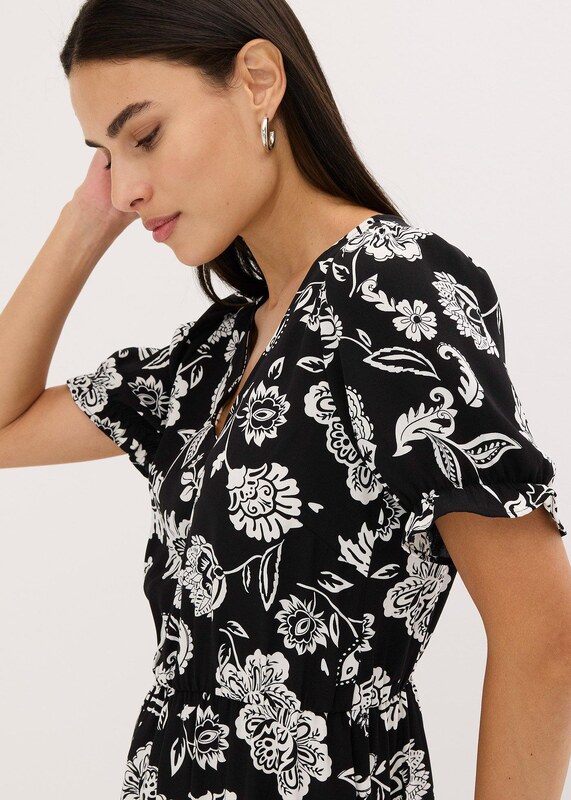 bonprix Midi šaty s potlačou, farba čierna