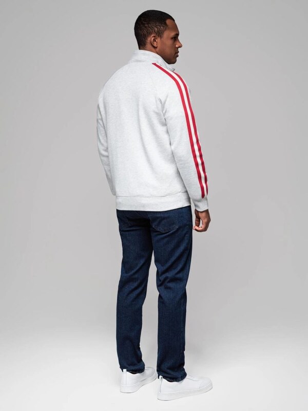 Ombre Clothing Zaujímavá šedá bomber mikina V1 SSZP-0219