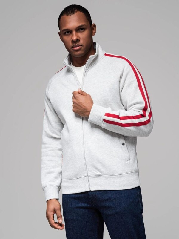 Ombre Clothing Zaujímavá šedá bomber mikina V1 SSZP-0219