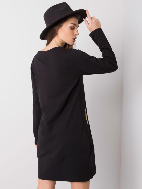 BASIC Čierne mikinové šaty s vreckami RV-SK-6067.15X-black