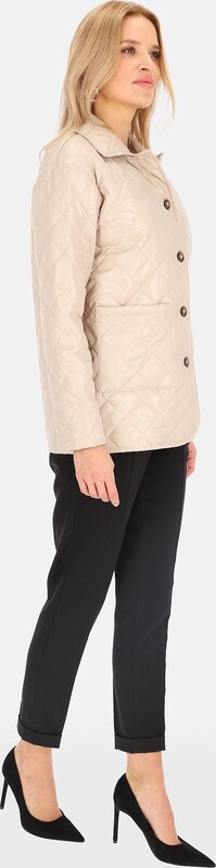 Perso Světle béžová dámská jarní prošívaná bunda BLE 241025 F - Beige