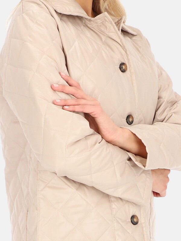 Perso Světle béžová dámská jarní prošívaná bunda BLE 241025 F - Beige