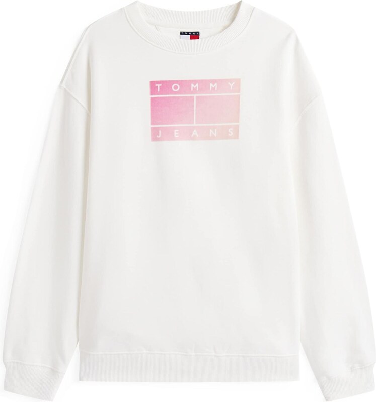 Tommy Jeans Mikina rosé / svetloružová / biela