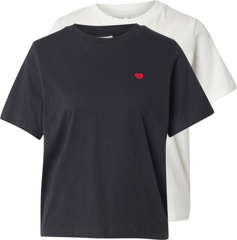 JDY Tričko 'JDYPISA' červená / čierna / biela