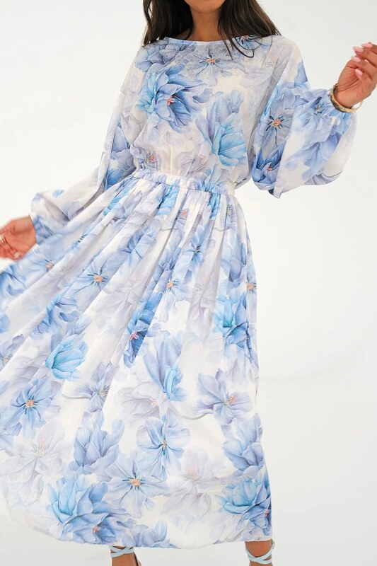 Mosquito Dámske kvetinové šaty Elvire Blue Flowers nebesky modré, Farba nebesky modrá