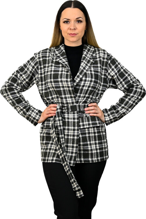 Karované sako s opaskom