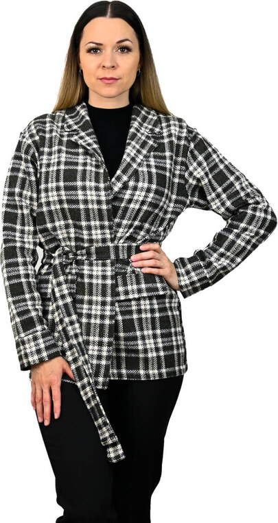 Karované sako s opaskom