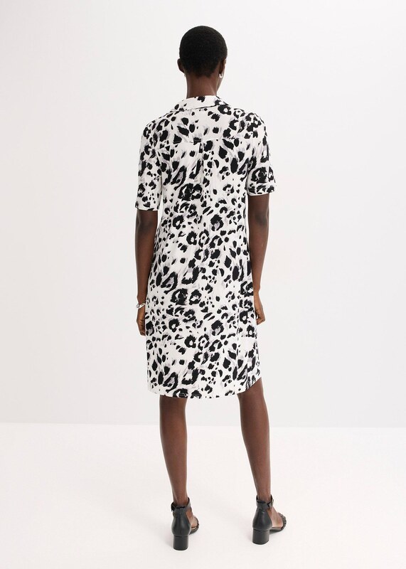 bonprix Úpletové šaty s vreckami, farba biela