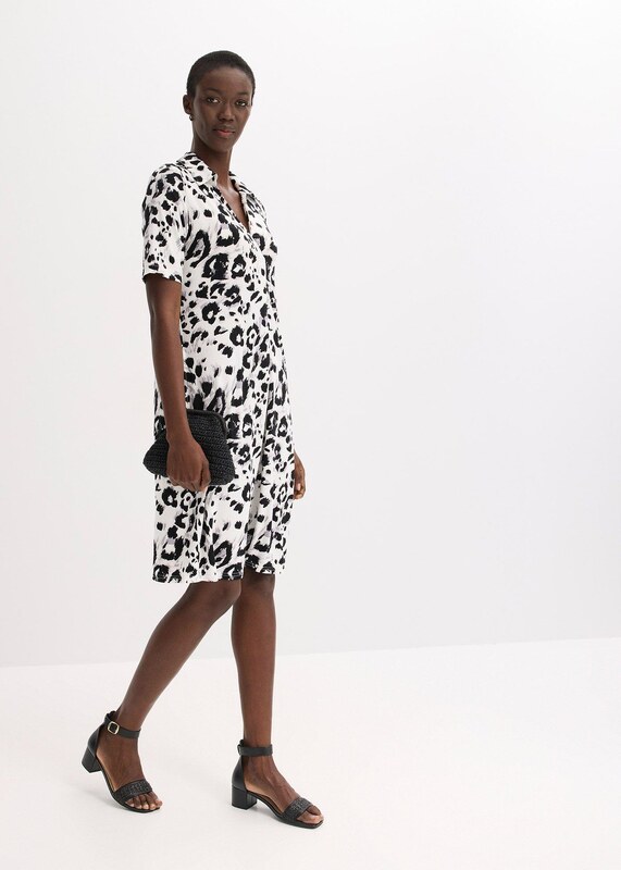 bonprix Úpletové šaty s vreckami, farba biela