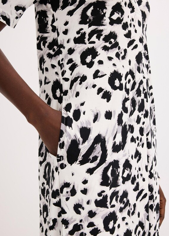 bonprix Úpletové šaty s vreckami, farba biela