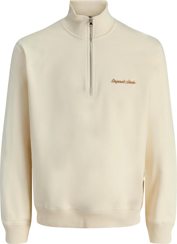 JACK & JONES Mikina 'JORNORREBRO' tmavooranžová / biela ako vlna