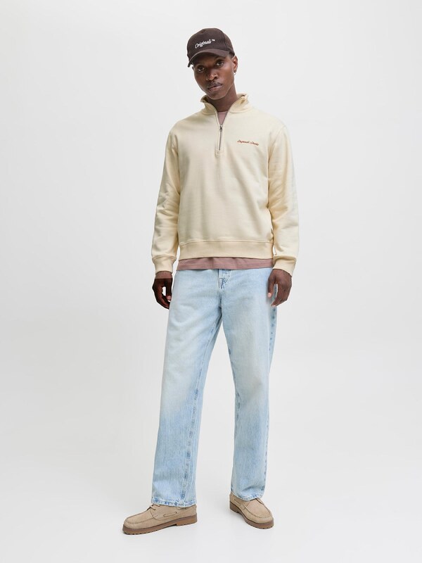 JACK & JONES Mikina 'JORNORREBRO' tmavooranžová / biela ako vlna