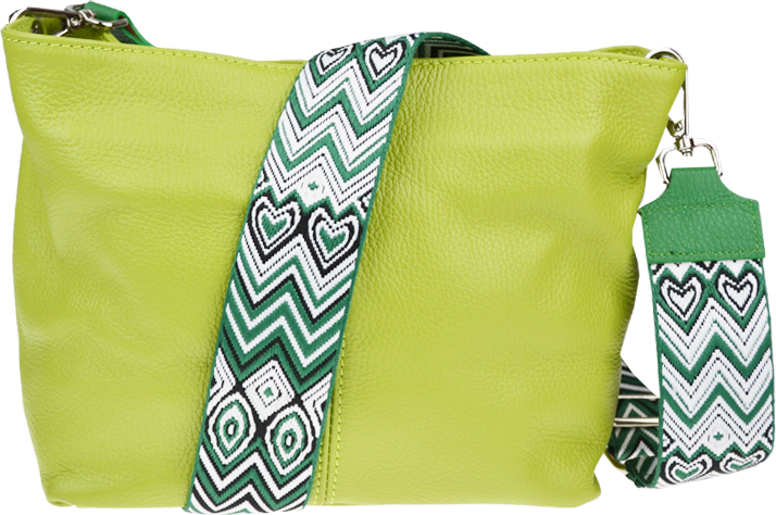 Zelená kožená talianska crossbody kabelka Batilda Verde Segnale s prídavným pruhom II NovaKabelka.sk